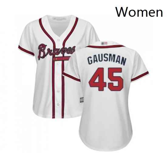 Womens Atlanta Braves 45 Kevin Gausman Replica White Home Cool Base Baseball Jersey